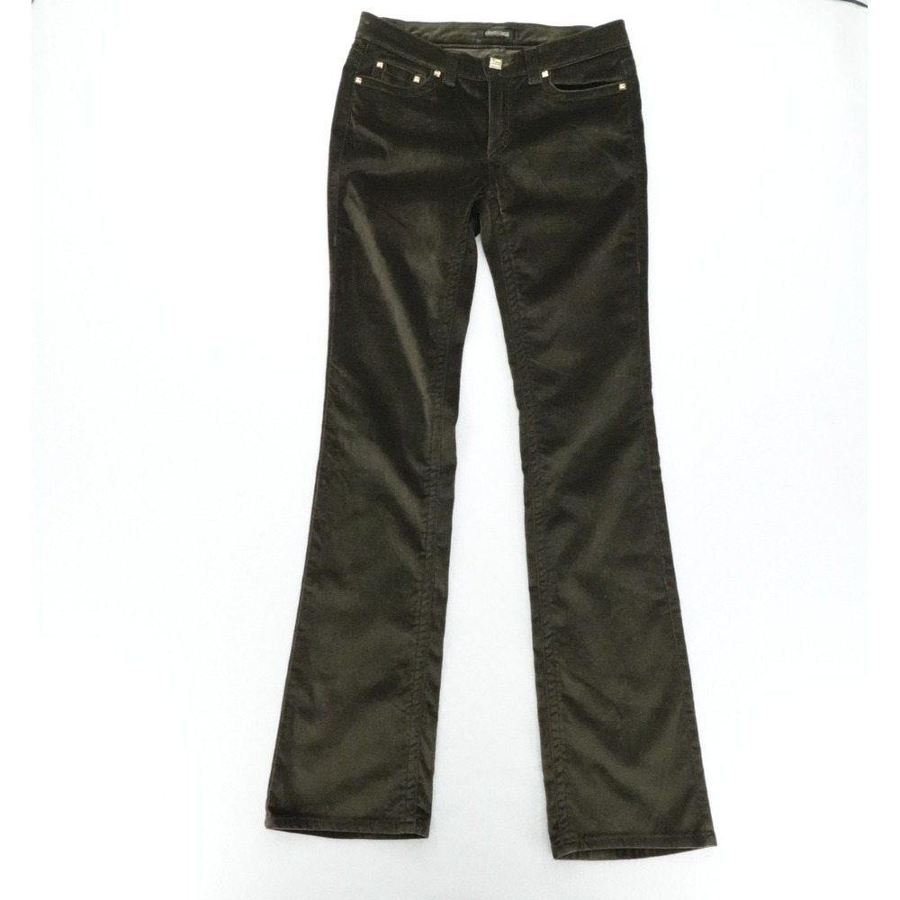 Roberto Cavalli Pants Womens IT 42 Brown Low Rise Velvet Bootcut  Italy Designer